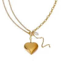 Wholesale Jewelry Simple Style Streetwear Heart Shape Titanium Steel Plating Pendant Necklace main image 3