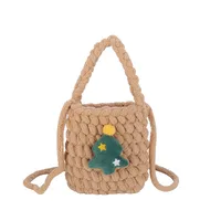 Girl'S Yarn Christmas Tree Santa Claus Bell Cute Square Open Shoulder Bag Handbag Crossbody Bag sku image 1
