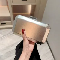 Gold Silver Pu Leather Solid Color Square Evening Bags sku image 2