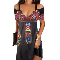 Women's Regular Dress Sexy Ethnic Style V Neck Short Sleeve Printing Above Knee Casual Holiday sku image 2