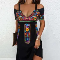 Women's Regular Dress Sexy Ethnic Style V Neck Short Sleeve Printing Above Knee Casual Holiday main image 1