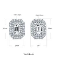 1 Piece 925 Sterling Silver Moissanite Rectangle Earrings Necklace main image 2