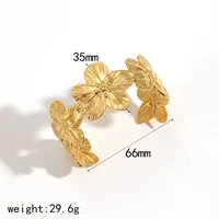 IG Style French Style Flower 304 Stainless Steel 18K Gold Plated Bangle In Bulk main image 3