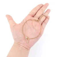 201 Stainless Steel Copper Cable Chain Inlay Cross Letter Zircon Bracelets main image 4