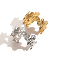 IG Style French Style Flower 304 Stainless Steel 18K Gold Plated Bangle In Bulk main image 6
