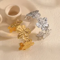 IG Style French Style Flower 304 Stainless Steel 18K Gold Plated Bangle In Bulk main image 1