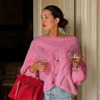 Women's Sweater Long Sleeve Sweaters & Cardigans Hollow Out Elegant Streetwear Solid Color main image 2