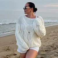Women's Sweater Long Sleeve Sweaters & Cardigans Hollow Out Elegant Streetwear Solid Color sku image 6