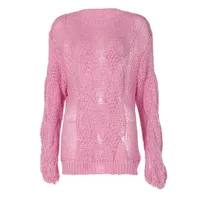 Women's Sweater Long Sleeve Sweaters & Cardigans Hollow Out Elegant Streetwear Solid Color sku image 1