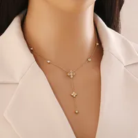 Wholesale Jewelry Commute Flower Butterfly 304 Stainless Steel Turquoise 18K Gold Plated Necklace main image 2