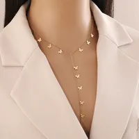 Wholesale Jewelry Commute Flower Butterfly 304 Stainless Steel Turquoise 18K Gold Plated Necklace main image 6