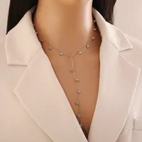 Wholesale Jewelry Commute Flower Butterfly 304 Stainless Steel Turquoise 18K Gold Plated Necklace main image 4