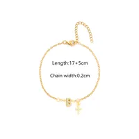 201 Stainless Steel Copper Cable Chain Inlay Cross Letter Zircon Bracelets sku image 2