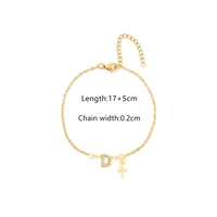 201 Stainless Steel Copper Cable Chain Inlay Cross Letter Zircon Bracelets sku image 4