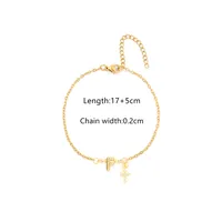 201 Stainless Steel Copper Cable Chain Inlay Cross Letter Zircon Bracelets sku image 6