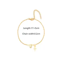 201 Stainless Steel Copper Cable Chain Inlay Cross Letter Zircon Bracelets sku image 10