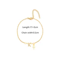 201 Stainless Steel Copper Cable Chain Inlay Cross Letter Zircon Bracelets sku image 11