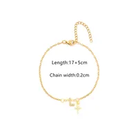 201 Stainless Steel Copper Cable Chain Inlay Cross Letter Zircon Bracelets sku image 12
