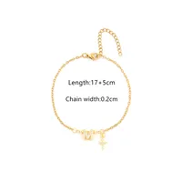 201 Stainless Steel Copper Cable Chain Inlay Cross Letter Zircon Bracelets sku image 13