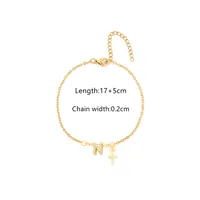 201 Stainless Steel Copper Cable Chain Inlay Cross Letter Zircon Bracelets sku image 14