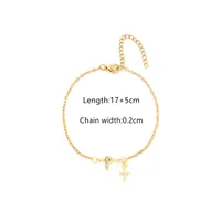 201 Stainless Steel Copper Cable Chain Inlay Cross Letter Zircon Bracelets sku image 16