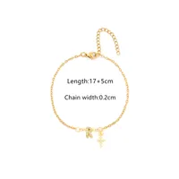 201 Stainless Steel Copper Cable Chain Inlay Cross Letter Zircon Bracelets sku image 17