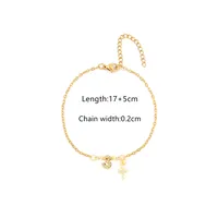 201 Stainless Steel Copper Cable Chain Inlay Cross Letter Zircon Bracelets sku image 18