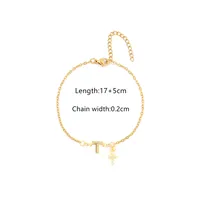 201 Stainless Steel Copper Cable Chain Inlay Cross Letter Zircon Bracelets sku image 19