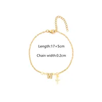 201 Stainless Steel Copper Cable Chain Inlay Cross Letter Zircon Bracelets sku image 21