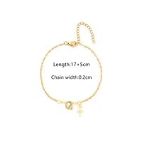 201 Stainless Steel Copper Cable Chain Inlay Cross Letter Zircon Bracelets sku image 24