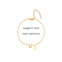 201 Stainless Steel Copper Cable Chain Inlay Cross Letter Zircon Bracelets sku image 25