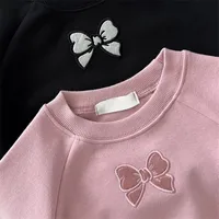 Casual Solid Color Bow Knot Cotton Girls Clothing Sets main image 3