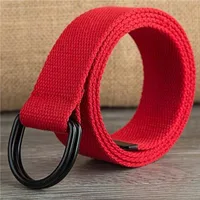 Men's Belt Wholesale Canvas Men's And Women's Simple Double Ring Buckle Belt Youth Fashion Brand Student Color Belt Strap main image 3