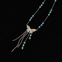 Wholesale Jewelry Ethnic Style Artistic Butterfly 304 Stainless Steel Glass Necklace main image 5