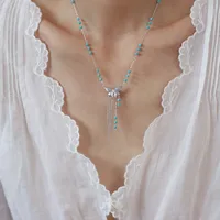 Wholesale Jewelry Ethnic Style Artistic Butterfly 304 Stainless Steel Glass Necklace main image 4