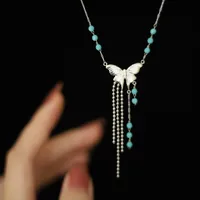 Wholesale Jewelry Ethnic Style Artistic Butterfly 304 Stainless Steel Glass Necklace main image 1