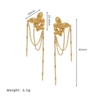 1 Pair Simple Style Shiny Butterfly 304 Stainless Steel Drop Earrings sku image 1