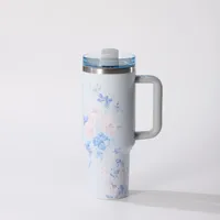 Pastoral Flower 201 Stainless Steel 304 Stainless Steel Water Bottles 1 Piece sku image 3