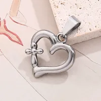 1 Pc/Package 19x18mm 20x19mm 30x21mm 7x3mm 304 Stainless Steel Cross Heart Shape Spiral Stripe Polished Pendant sku image 3