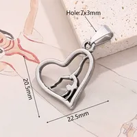 1 Pc/Package 19x18mm 20x19mm 30x21mm 7x3mm 304 Stainless Steel Cross Heart Shape Spiral Stripe Polished Pendant main image 2