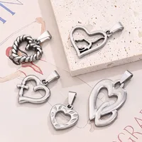 1 Pc/Package 19x18mm 20x19mm 30x21mm 7x3mm 304 Stainless Steel Cross Heart Shape Spiral Stripe Polished Pendant main image 1