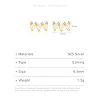 1 Pair 18K Gold Plated White Gold Plated 925 Sterling Silver Zircon Geometric Ear Studs main image 2