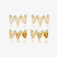 1 Pair 18K Gold Plated White Gold Plated 925 Sterling Silver Zircon Geometric Ear Studs main image 1