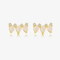 1 Pair 18K Gold Plated White Gold Plated 925 Sterling Silver Zircon Geometric Ear Studs sku image 2