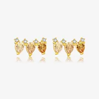 1 Pair 18K Gold Plated White Gold Plated 925 Sterling Silver Zircon Geometric Ear Studs sku image 3
