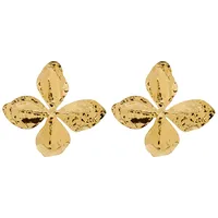 1 Pair Exaggerated Flower Plating Metal White Gold Plated Gold Plated Ear Studs sku image 1