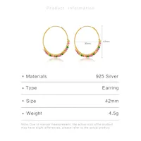 1 Pair 18K Gold Plated 925 Sterling Silver Zircon Geometric Earrings main image 7