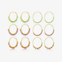 1 Pair 18K Gold Plated 925 Sterling Silver Zircon Geometric Earrings main image 1