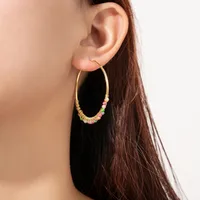 1 Pair 18K Gold Plated 925 Sterling Silver Zircon Geometric Earrings main image 3