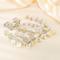 1 Pair Simple Style Geometric Color Block Plating 304 Stainless Steel 18K Gold Plated Ear Studs main image 1